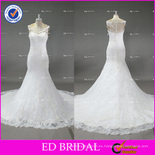 ED nupcial Sexy encaje pesado Appliqued vestido de boda blanca Alibaba sirena por encargo